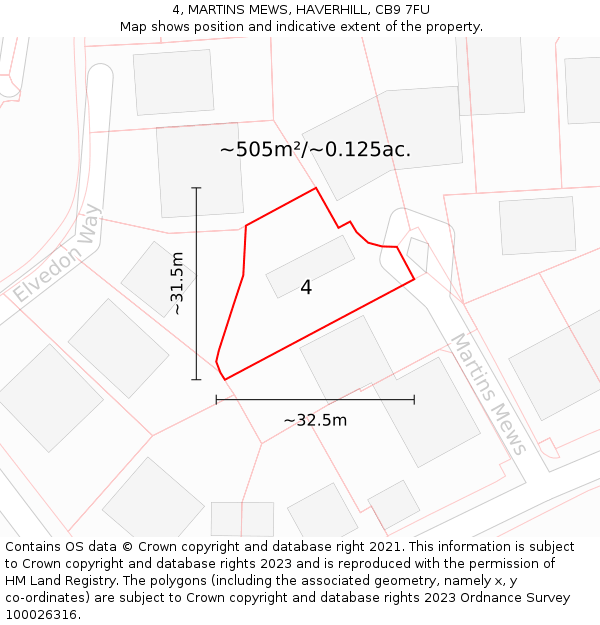 4, MARTINS MEWS, HAVERHILL, CB9 7FU: Plot and title map