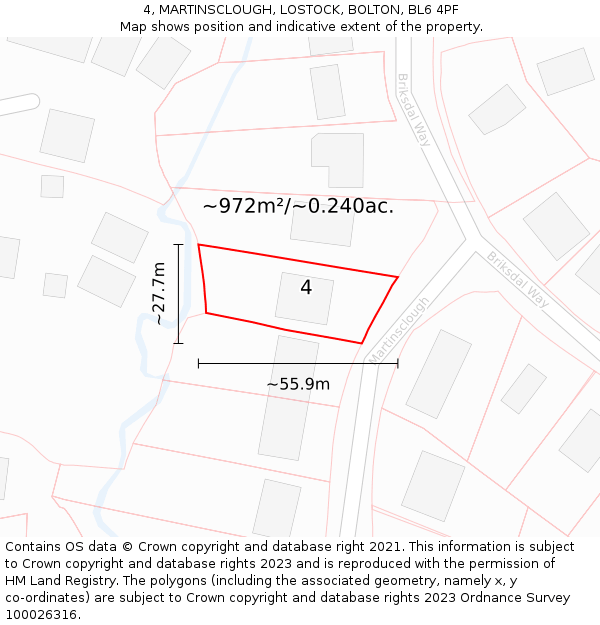 4, MARTINSCLOUGH, LOSTOCK, BOLTON, BL6 4PF: Plot and title map