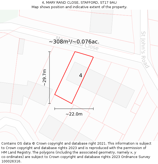 4, MARY RAND CLOSE, STAFFORD, ST17 9AU: Plot and title map