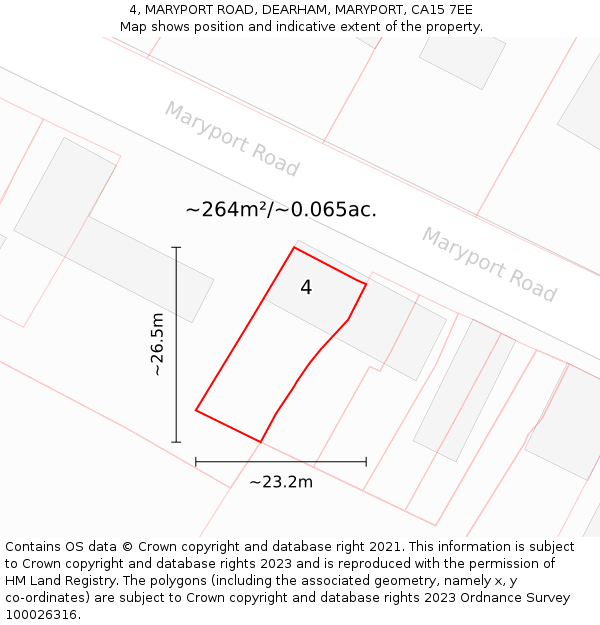 4, MARYPORT ROAD, DEARHAM, MARYPORT, CA15 7EE: Plot and title map