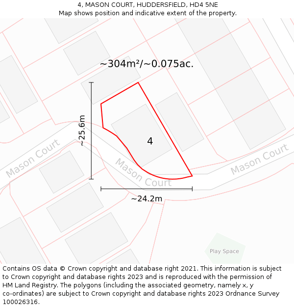 4, MASON COURT, HUDDERSFIELD, HD4 5NE: Plot and title map
