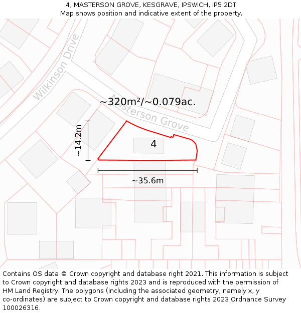 4, MASTERSON GROVE, KESGRAVE, IPSWICH, IP5 2DT: Plot and title map