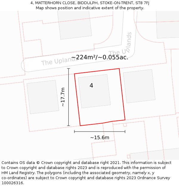 4, MATTERHORN CLOSE, BIDDULPH, STOKE-ON-TRENT, ST8 7FJ: Plot and title map