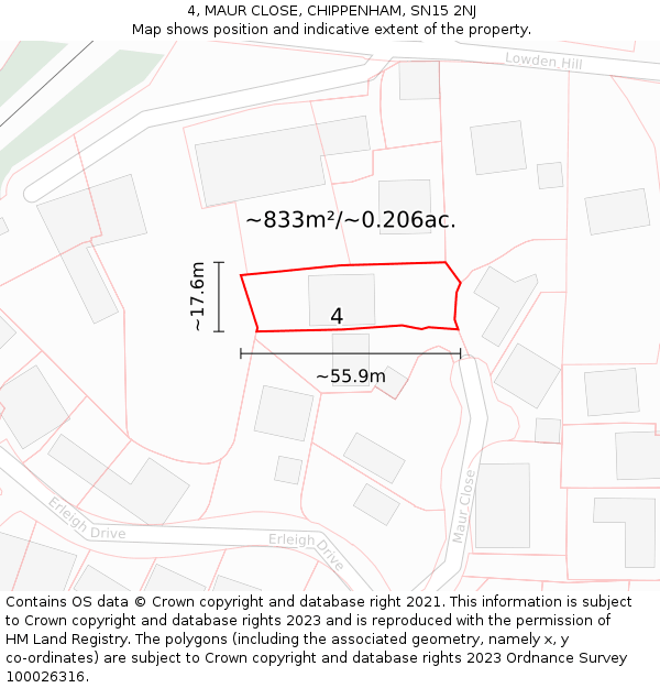 4, MAUR CLOSE, CHIPPENHAM, SN15 2NJ: Plot and title map
