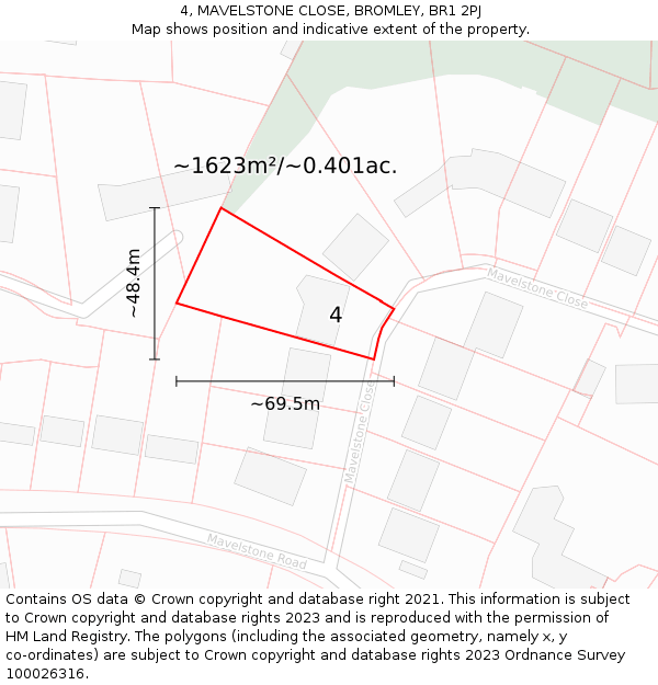 4, MAVELSTONE CLOSE, BROMLEY, BR1 2PJ: Plot and title map