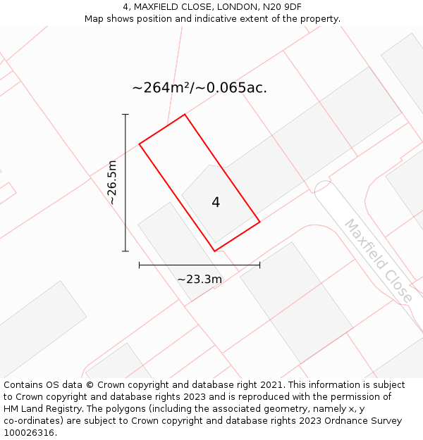 4, MAXFIELD CLOSE, LONDON, N20 9DF: Plot and title map