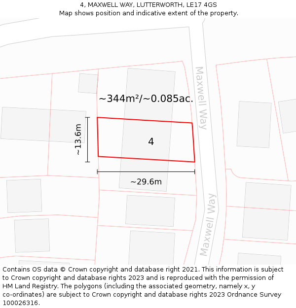 4, MAXWELL WAY, LUTTERWORTH, LE17 4GS: Plot and title map