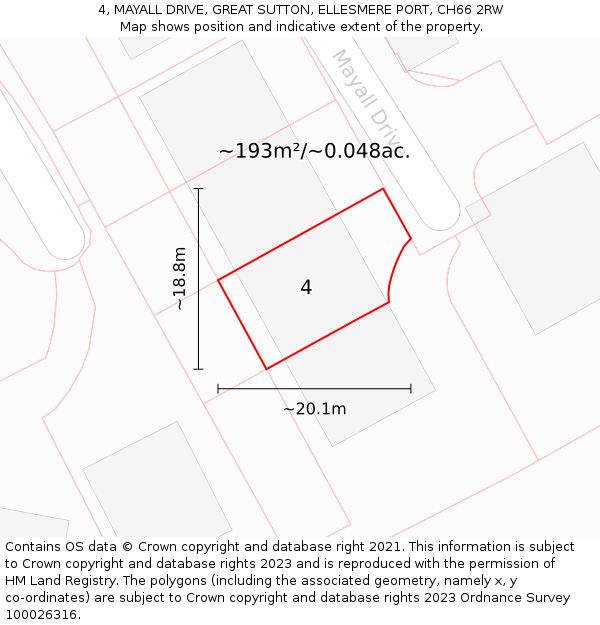 4, MAYALL DRIVE, GREAT SUTTON, ELLESMERE PORT, CH66 2RW: Plot and title map
