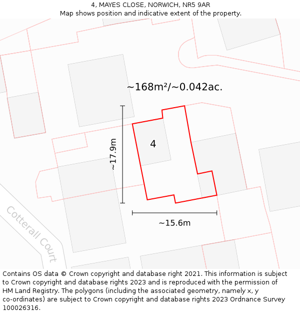 4, MAYES CLOSE, NORWICH, NR5 9AR: Plot and title map