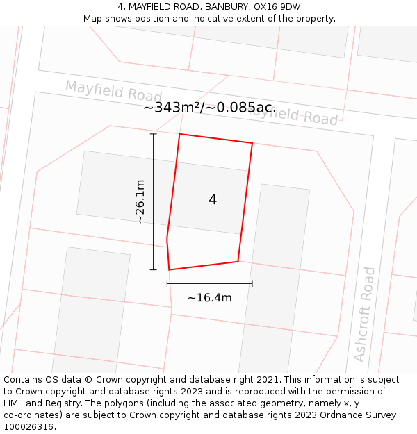 4, MAYFIELD ROAD, BANBURY, OX16 9DW: Plot and title map