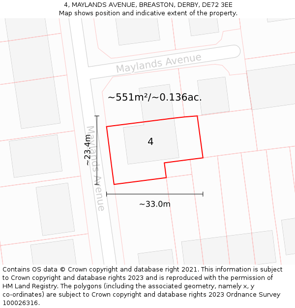 4, MAYLANDS AVENUE, BREASTON, DERBY, DE72 3EE: Plot and title map