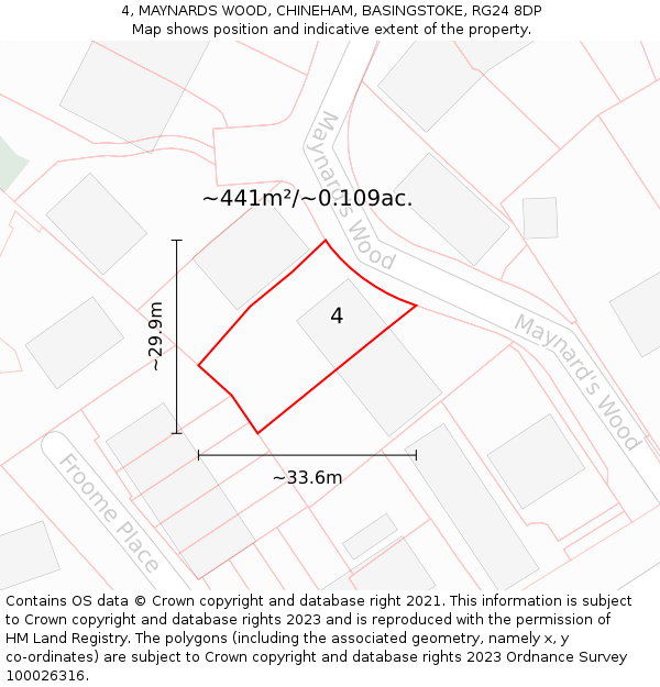 4, MAYNARDS WOOD, CHINEHAM, BASINGSTOKE, RG24 8DP: Plot and title map