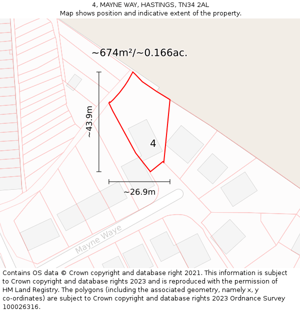 4, MAYNE WAY, HASTINGS, TN34 2AL: Plot and title map