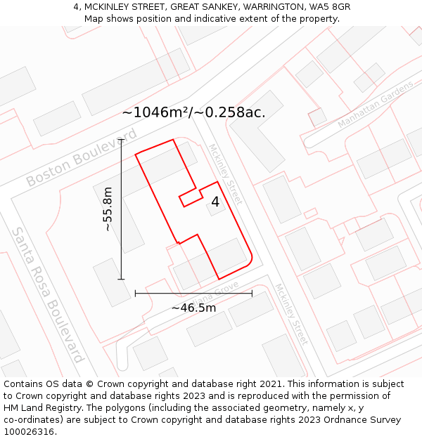 4, MCKINLEY STREET, GREAT SANKEY, WARRINGTON, WA5 8GR: Plot and title map