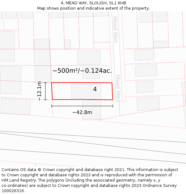 4, MEAD WAY, SLOUGH, SL1 6HB: Plot and title map