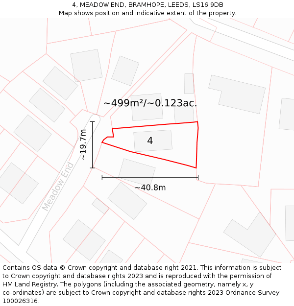 4, MEADOW END, BRAMHOPE, LEEDS, LS16 9DB: Plot and title map