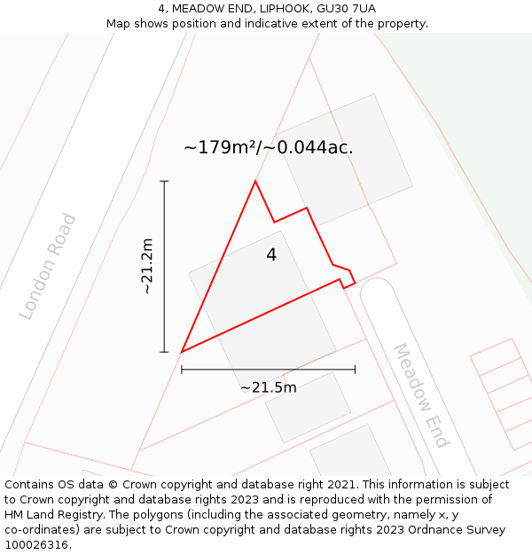 4, MEADOW END, LIPHOOK, GU30 7UA: Plot and title map