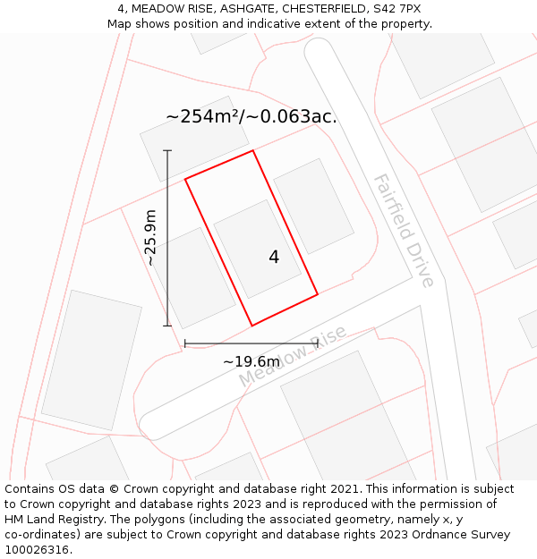 4, MEADOW RISE, ASHGATE, CHESTERFIELD, S42 7PX: Plot and title map