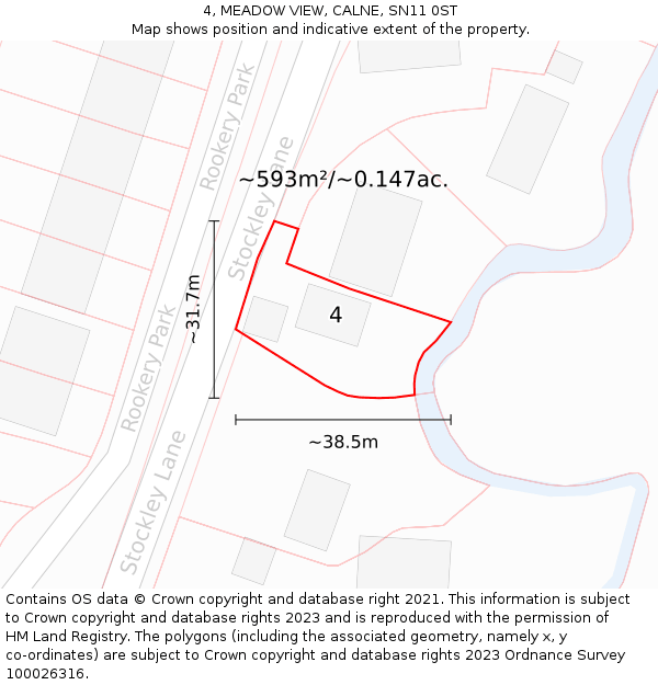 4, MEADOW VIEW, CALNE, SN11 0ST: Plot and title map