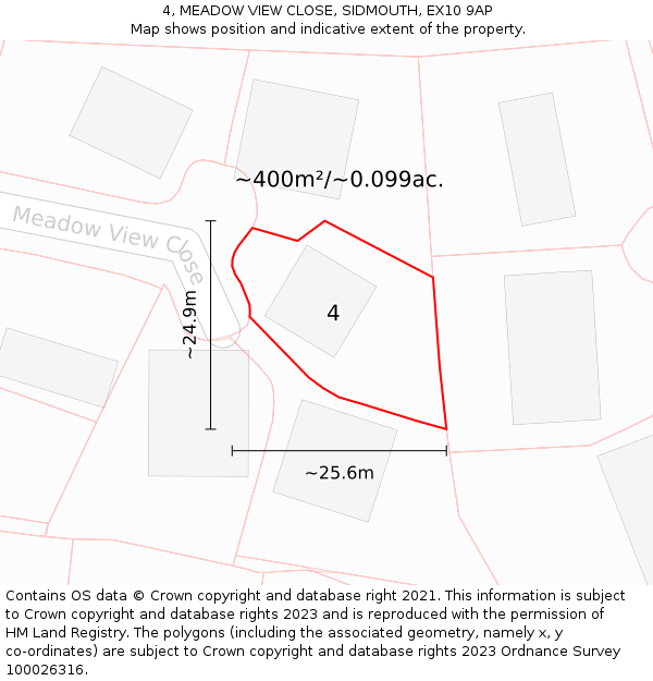4, MEADOW VIEW CLOSE, SIDMOUTH, EX10 9AP: Plot and title map