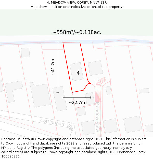 4, MEADOW VIEW, CORBY, NN17 1SR: Plot and title map