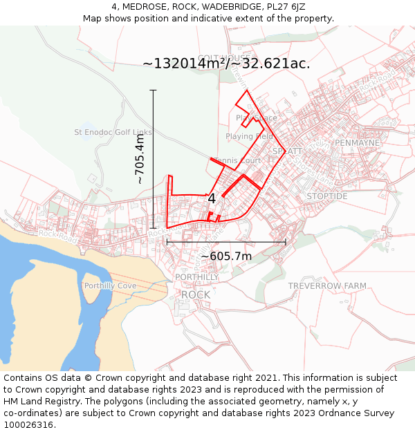 4, MEDROSE, ROCK, WADEBRIDGE, PL27 6JZ: Plot and title map