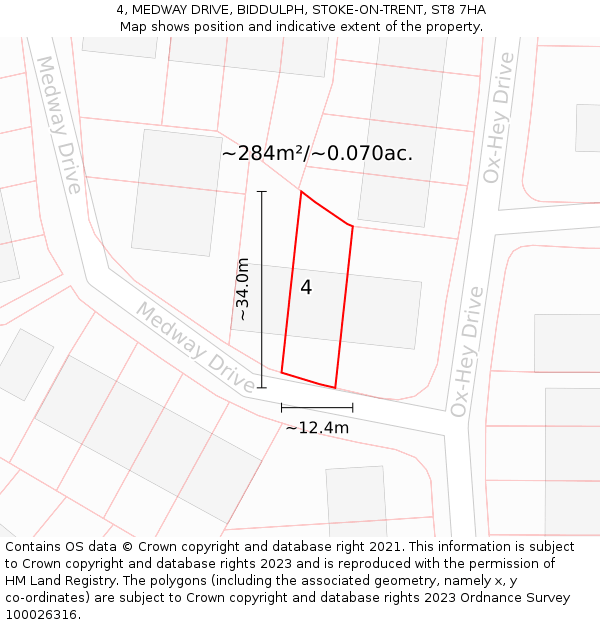 4, MEDWAY DRIVE, BIDDULPH, STOKE-ON-TRENT, ST8 7HA: Plot and title map