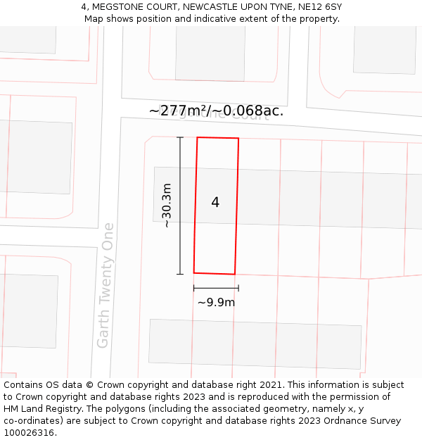 4, MEGSTONE COURT, NEWCASTLE UPON TYNE, NE12 6SY: Plot and title map