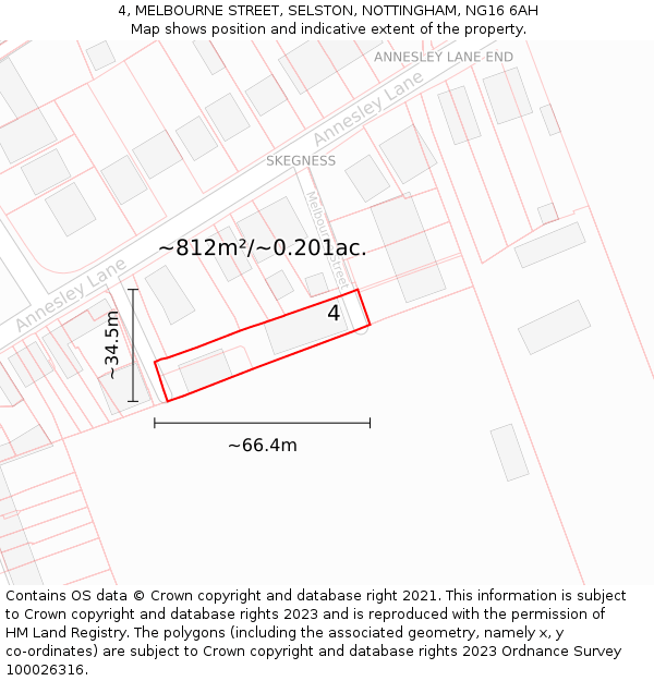 4, MELBOURNE STREET, SELSTON, NOTTINGHAM, NG16 6AH: Plot and title map