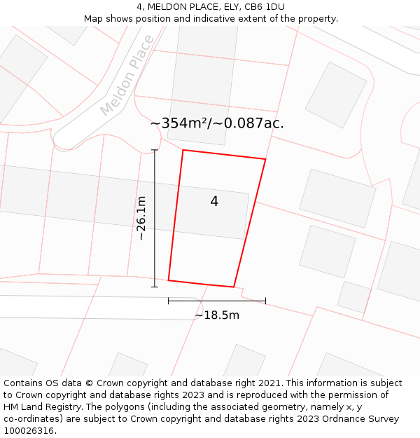 4, MELDON PLACE, ELY, CB6 1DU: Plot and title map