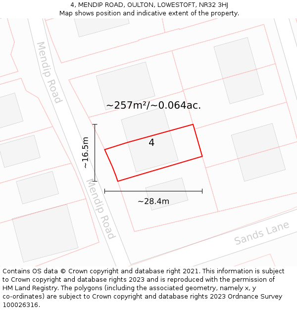 4, MENDIP ROAD, OULTON, LOWESTOFT, NR32 3HJ: Plot and title map