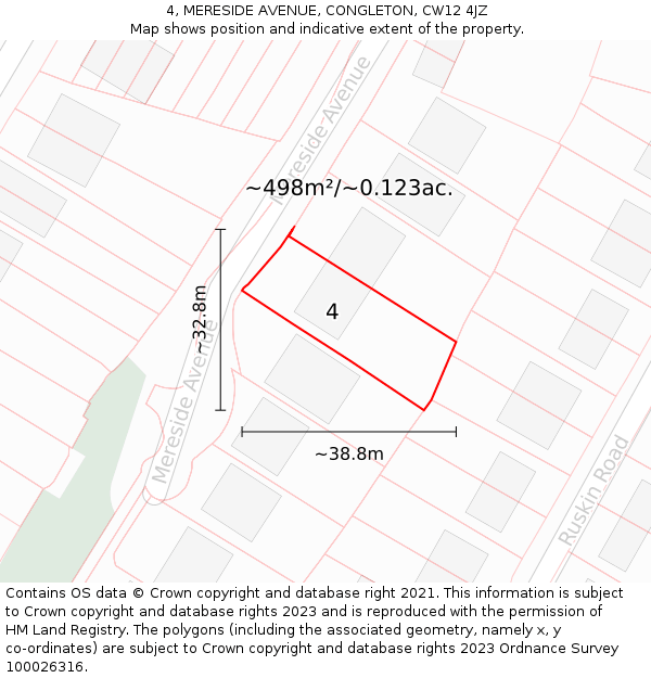 4, MERESIDE AVENUE, CONGLETON, CW12 4JZ: Plot and title map