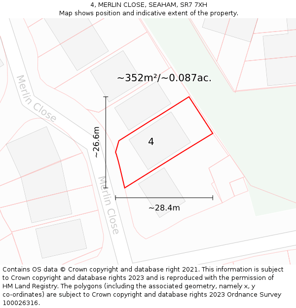 4, MERLIN CLOSE, SEAHAM, SR7 7XH: Plot and title map