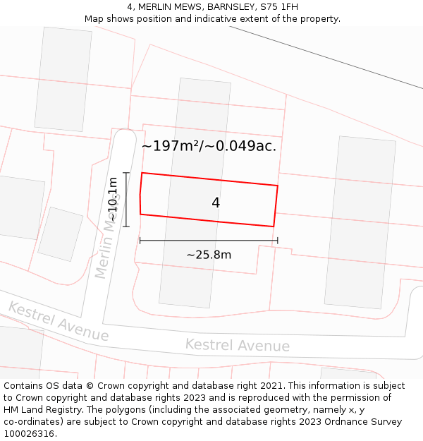 4, MERLIN MEWS, BARNSLEY, S75 1FH: Plot and title map