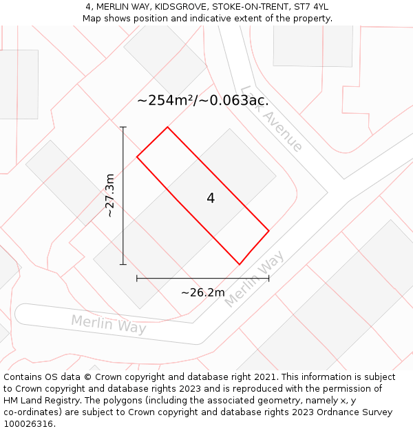 4, MERLIN WAY, KIDSGROVE, STOKE-ON-TRENT, ST7 4YL: Plot and title map