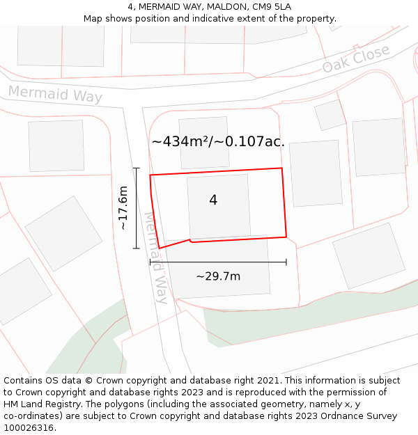 4, MERMAID WAY, MALDON, CM9 5LA: Plot and title map