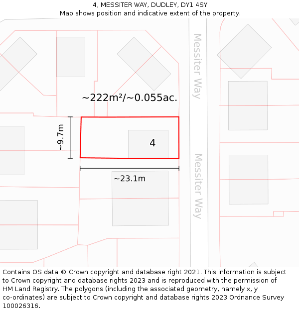 4, MESSITER WAY, DUDLEY, DY1 4SY: Plot and title map