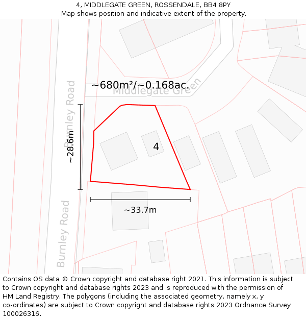 4, MIDDLEGATE GREEN, ROSSENDALE, BB4 8PY: Plot and title map