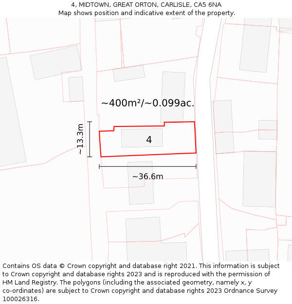 4, MIDTOWN, GREAT ORTON, CARLISLE, CA5 6NA: Plot and title map
