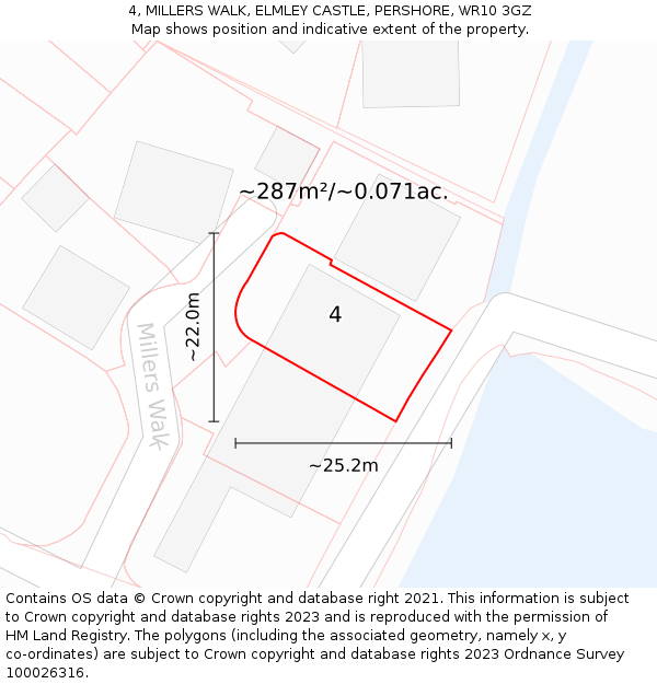 4, MILLERS WALK, ELMLEY CASTLE, PERSHORE, WR10 3GZ: Plot and title map