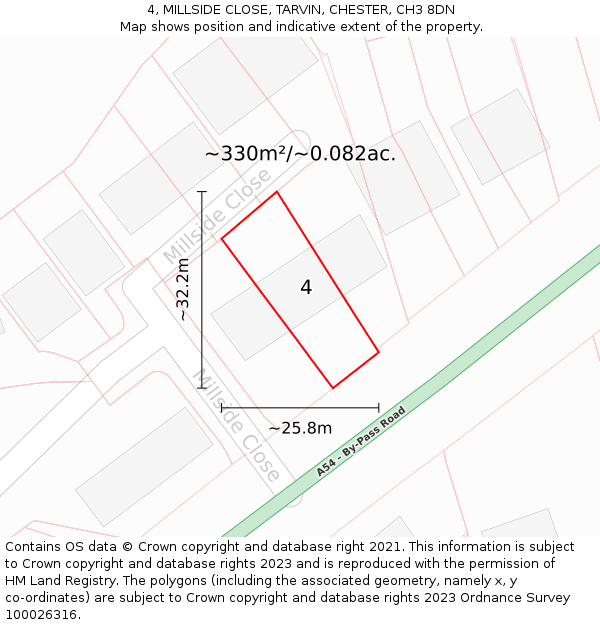 4, MILLSIDE CLOSE, TARVIN, CHESTER, CH3 8DN: Plot and title map