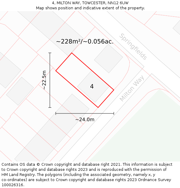 4, MILTON WAY, TOWCESTER, NN12 6UW: Plot and title map