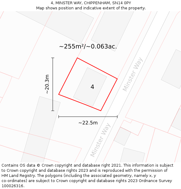 4, MINSTER WAY, CHIPPENHAM, SN14 0PY: Plot and title map