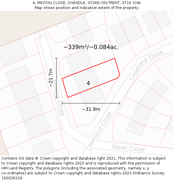 4, MINTON CLOSE, CHEADLE, STOKE-ON-TRENT, ST10 1HW: Plot and title map