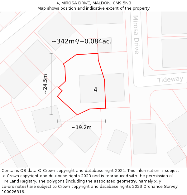 4, MIROSA DRIVE, MALDON, CM9 5NB: Plot and title map