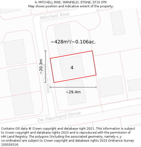 4, MITCHELL RISE, YARNFIELD, STONE, ST15 0TR: Plot and title map