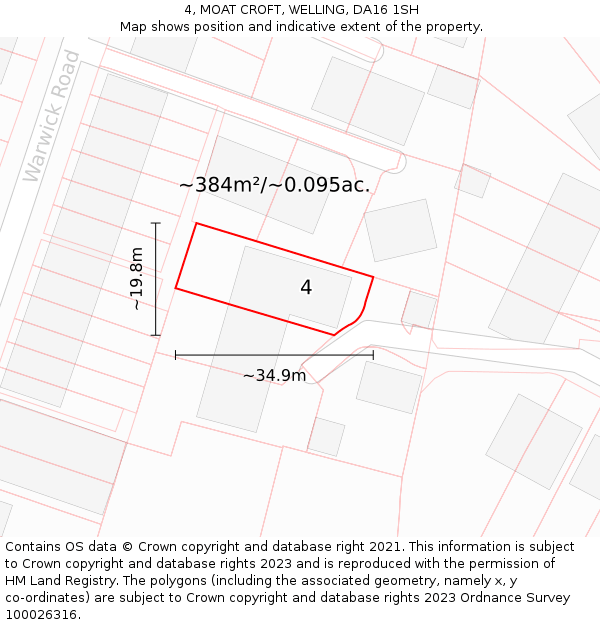 4, MOAT CROFT, WELLING, DA16 1SH: Plot and title map