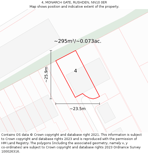 4, MONARCH GATE, RUSHDEN, NN10 0ER: Plot and title map