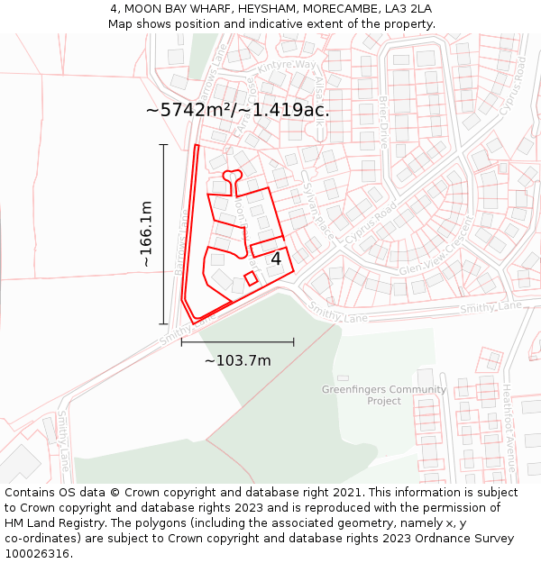 4, MOON BAY WHARF, HEYSHAM, MORECAMBE, LA3 2LA: Plot and title map
