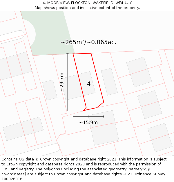 4, MOOR VIEW, FLOCKTON, WAKEFIELD, WF4 4UY: Plot and title map